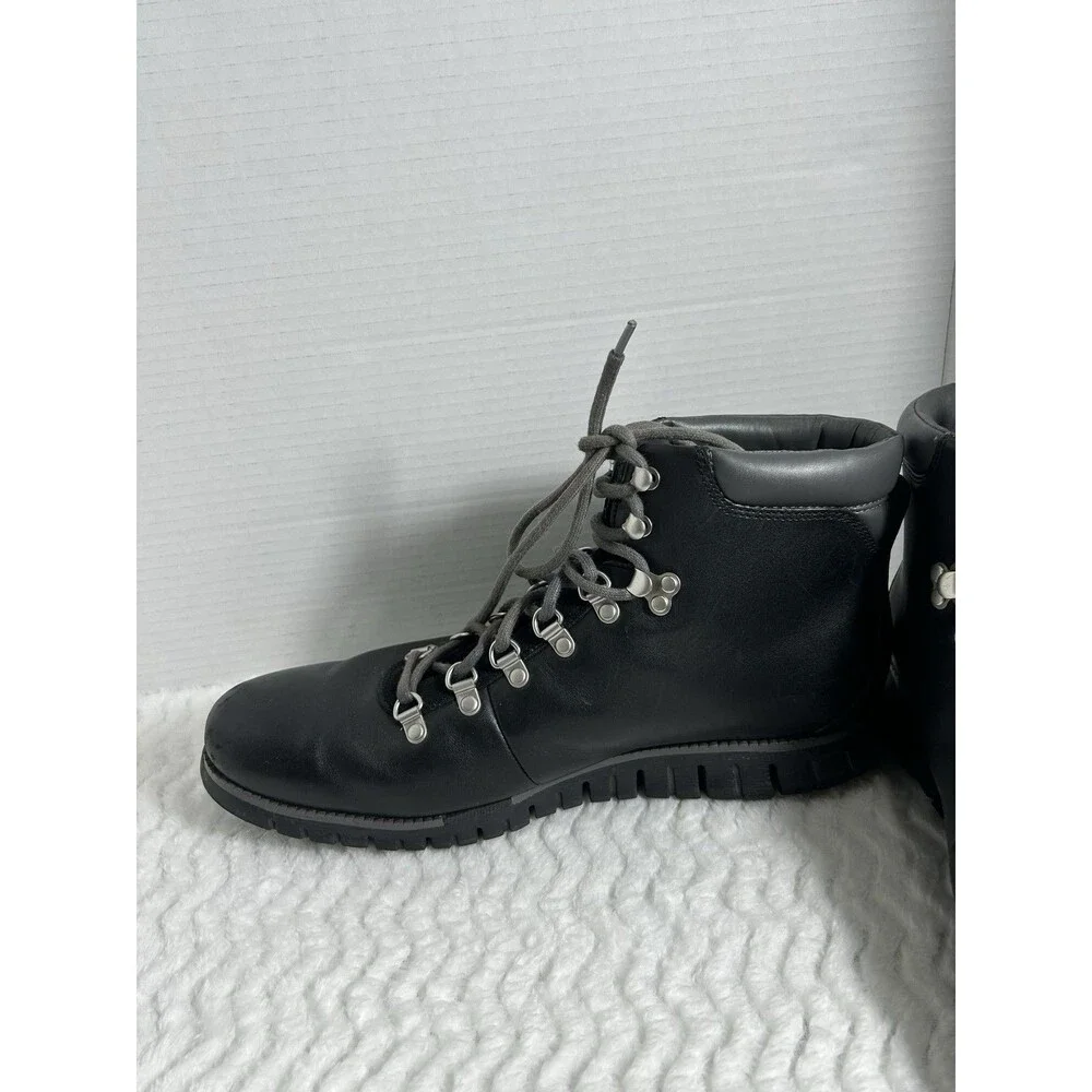 Cole Haan Boots Mens Size 12 Black ZEROGRAND‎ Leather Lace Up Combat Ankle Hiker